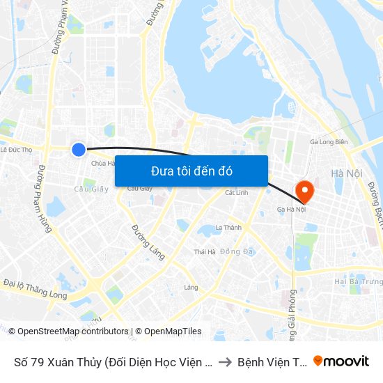 Số 79 Xuân Thủy (Đối Diện Học Viện Báo Chí Và Tuyên Truyền) to Bệnh Viện Tim Hà Nội map