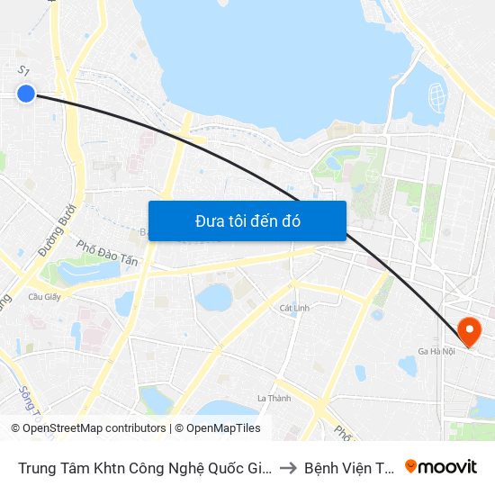 Trung Tâm Khtn Công Nghệ Quốc Gia - 18 Hoàng Quốc Việt to Bệnh Viện Tim Hà Nội map