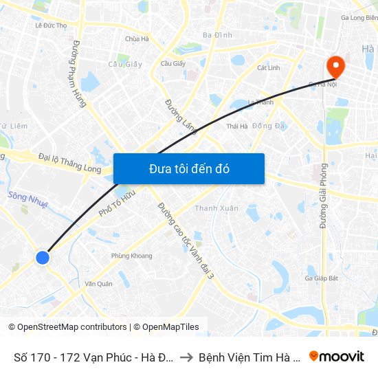 Số 170 - 172 Vạn Phúc - Hà Đông to Bệnh Viện Tim Hà Nội map