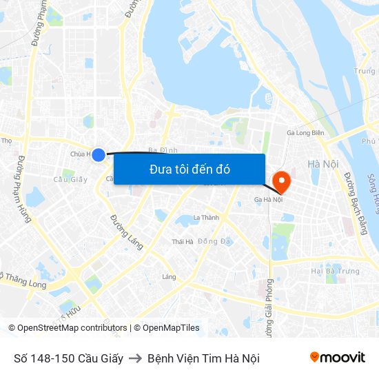 Số 148-150 Cầu Giấy to Bệnh Viện Tim Hà Nội map