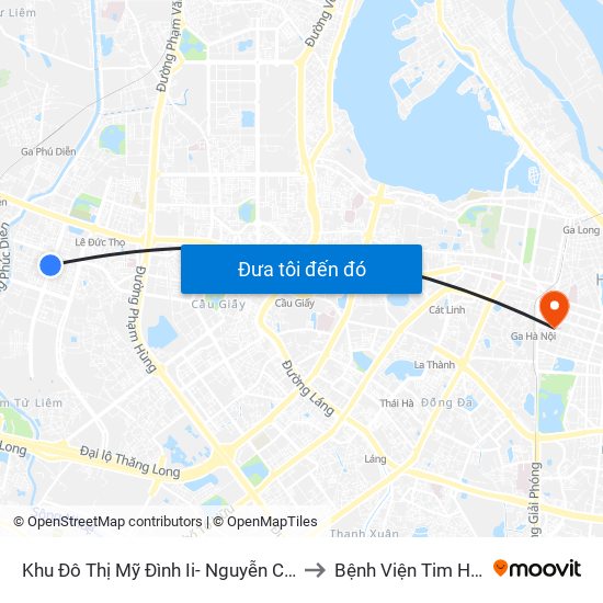 Khu Đô Thị Mỹ Đình Ii- Nguyễn Cơ Thạch to Bệnh Viện Tim Hà Nội map