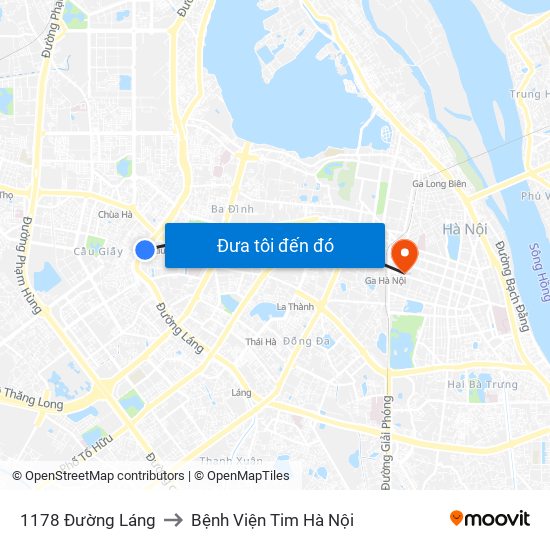 1178 Đường Láng to Bệnh Viện Tim Hà Nội map