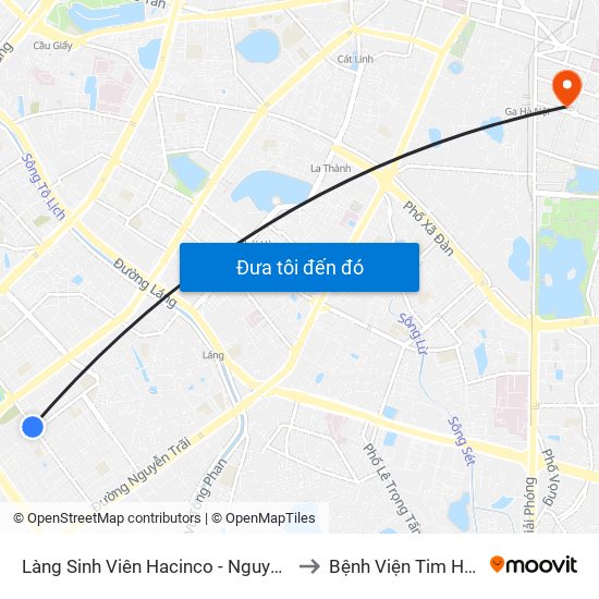 Làng Sinh Viên Hacinco - Nguyễn Tuân to Bệnh Viện Tim Hà Nội map