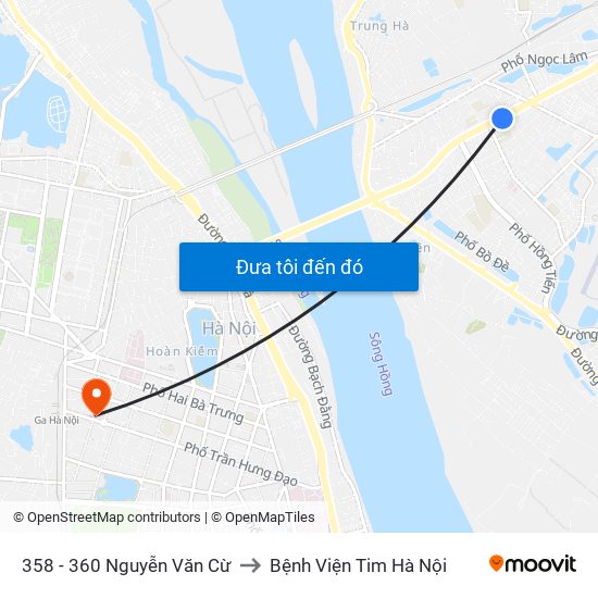 358 - 360 Nguyễn Văn Cừ to Bệnh Viện Tim Hà Nội map