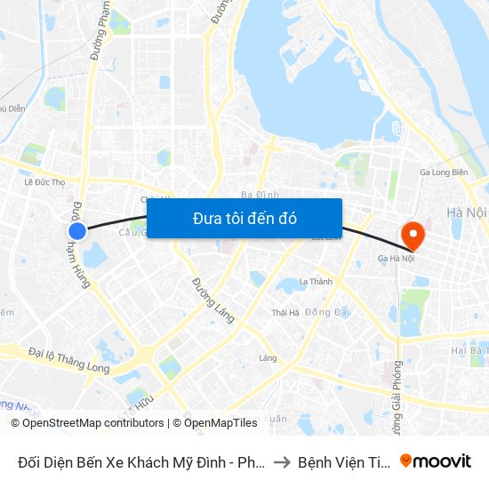 Đối Diện Bến Xe Khách Mỹ Đình - Phạm Hùng (Cột Trước) to Bệnh Viện Tim Hà Nội map