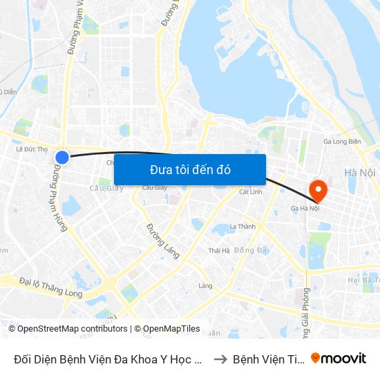 Nhà Máy Nước Mai Dịch - Phạm Hùng to Bệnh Viện Tim Hà Nội map