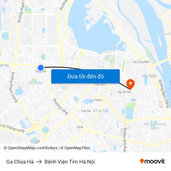 Ga Chùa Hà to Bệnh Viện Tim Hà Nội map