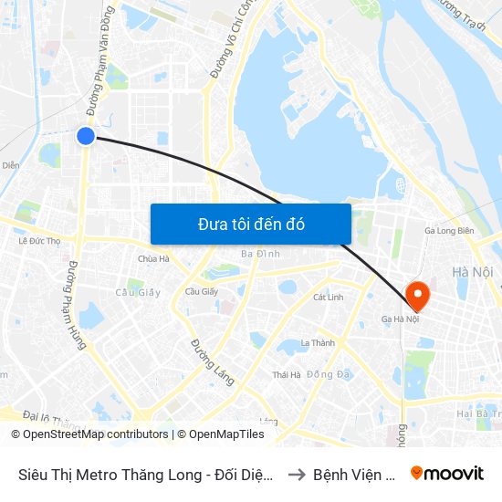 Siêu Thị Metro Thăng Long - Đối Diện Ngõ 599 Phạm Văn Đồng to Bệnh Viện Tim Hà Nội map