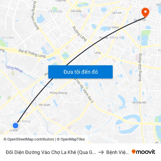 Đối Diện Đường Vào Chợ La Khê (Qua Ga Metro La Khê) - 405 Quang Trung (Hà Đông) to Bệnh Viện Tim Hà Nội map