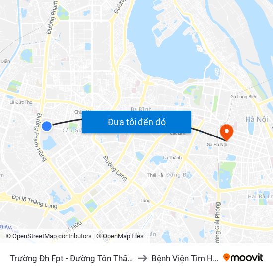 Trường Đh Fpt - Đường Tôn Thất Thuyết to Bệnh Viện Tim Hà Nội map