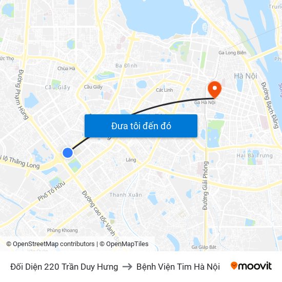 Đối Diện 220 Trần Duy Hưng to Bệnh Viện Tim Hà Nội map