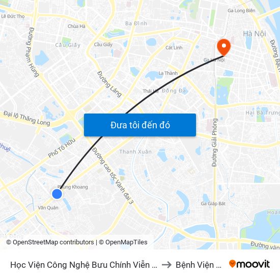 Học Viện Công Nghệ Bưu Chính Viễn Thông - Trần Phú (Hà Đông) to Bệnh Viện Tim Hà Nội map