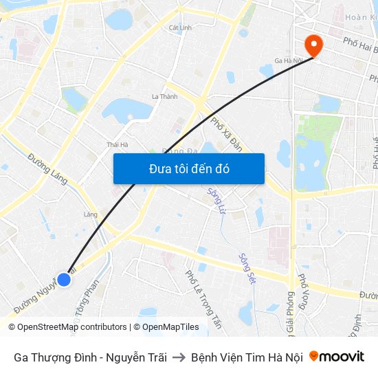 Ga Thượng Đình - Nguyễn Trãi to Bệnh Viện Tim Hà Nội map