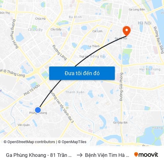 Ga Phùng Khoang - 81 Trần Phú to Bệnh Viện Tim Hà Nội map