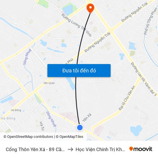 Cổng Thôn Yên Xá - 89 Cầu Bươu to Học Viện Chính Trị Khu Vực I map