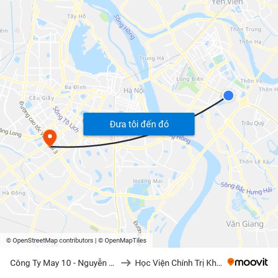 Công Ty May 10 - Nguyễn Văn Linh to Học Viện Chính Trị Khu Vực I map
