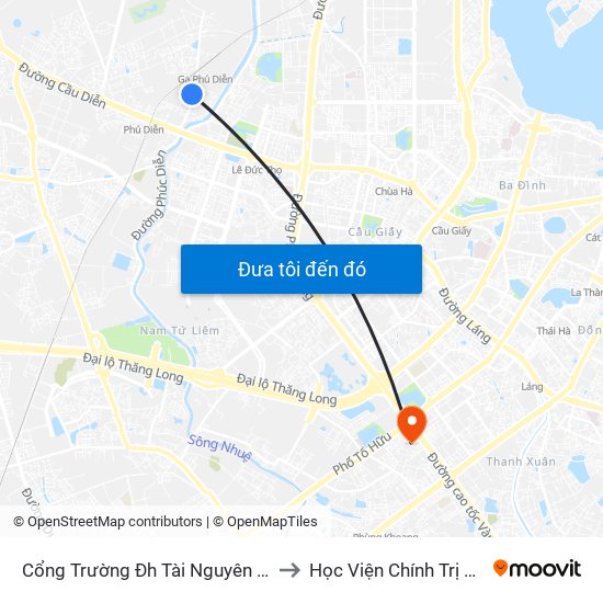 Cổng Trường Đh Tài Nguyên Môi Trường to Học Viện Chính Trị Khu Vực I map