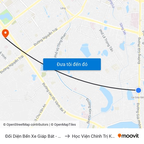 Đối Diện Bến Xe Giáp Bát - Giải Phóng to Học Viện Chính Trị Khu Vực I map