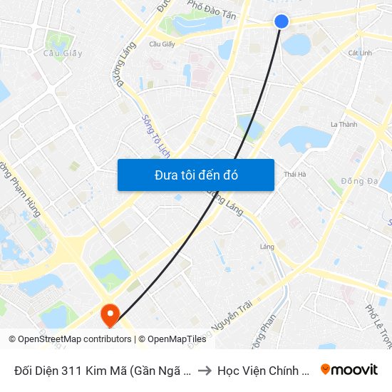 Đối Diện 311 Kim Mã (Gần Ngã 4 Kim Mã - Vạn Bảo) to Học Viện Chính Trị Khu Vực I map