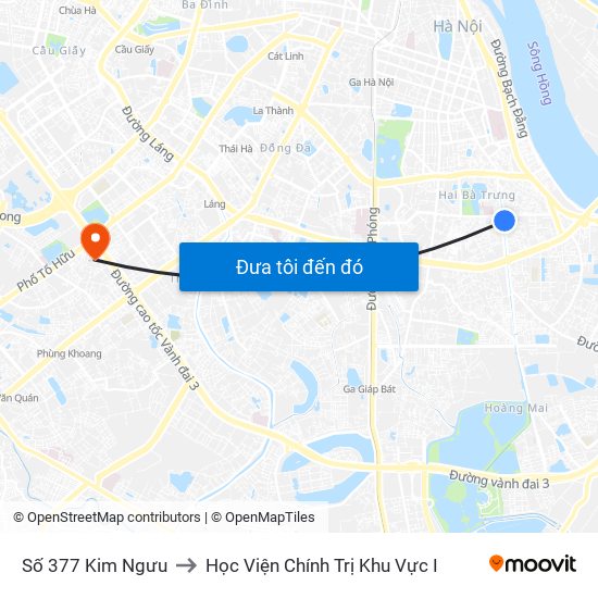 Số 377 Kim Ngưu to Học Viện Chính Trị Khu Vực I map