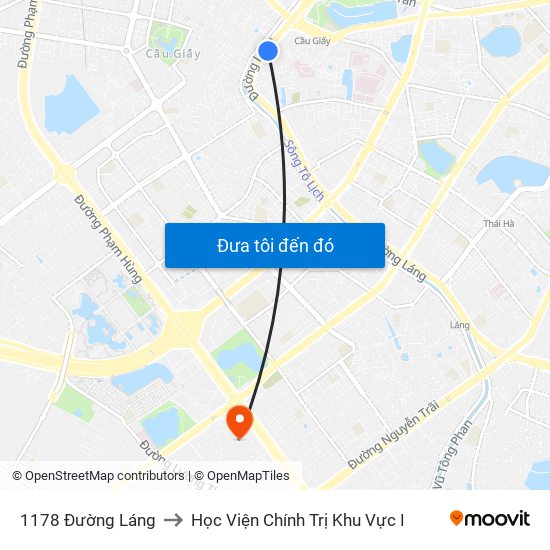 1178 Đường Láng to Học Viện Chính Trị Khu Vực I map