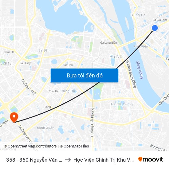 358 - 360 Nguyễn Văn Cừ to Học Viện Chính Trị Khu Vực I map