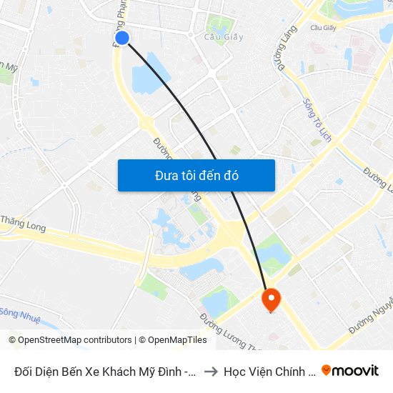 Đối Diện Bến Xe Khách Mỹ Đình - Phạm Hùng (Cột Trước) to Học Viện Chính Trị Khu Vực I map