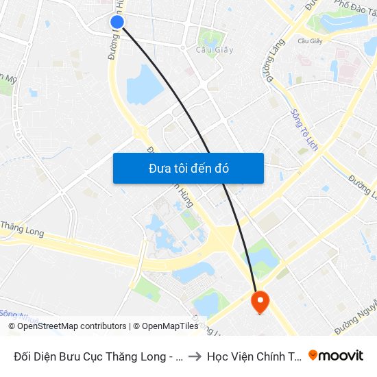 Đối Diện Bưu Cục Thăng Long - Đường Phạm Hùng to Học Viện Chính Trị Khu Vực I map