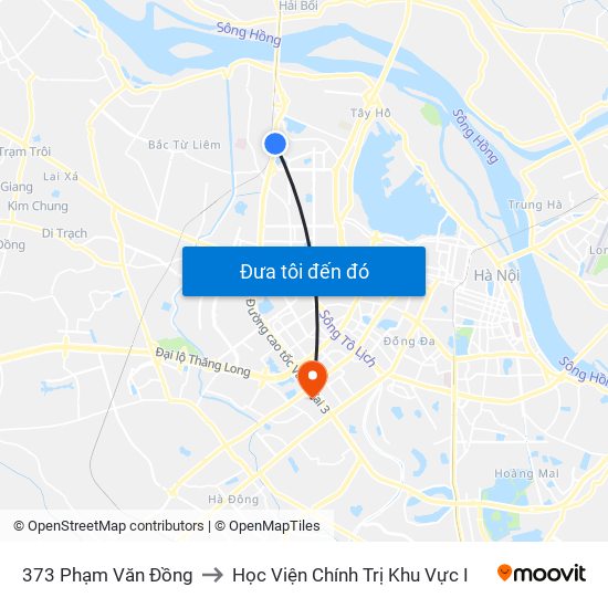 373 Phạm Văn Đồng to Học Viện Chính Trị Khu Vực I map