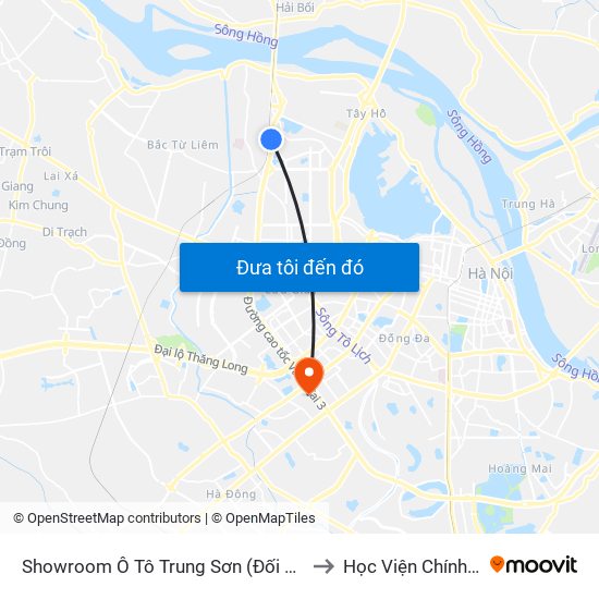 Showroom Ô Tô Trung Sơn (Đối Diện 315 Phạm Văn Đồng) to Học Viện Chính Trị Khu Vực I map