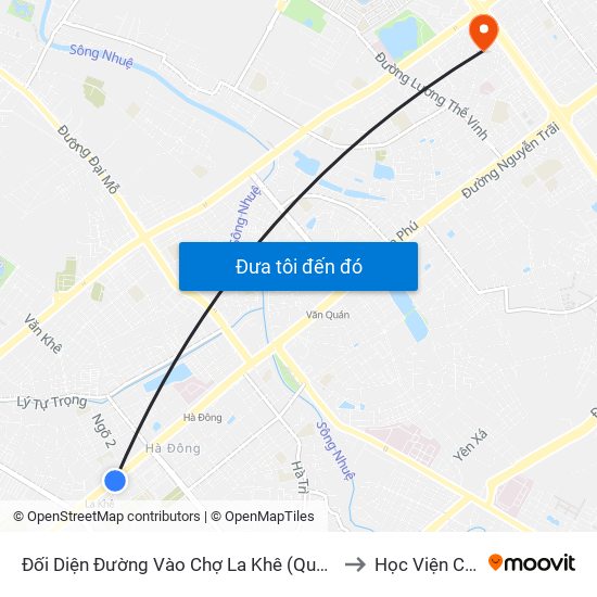 Đối Diện Đường Vào Chợ La Khê (Qua Ga Metro La Khê) - 405 Quang Trung (Hà Đông) to Học Viện Chính Trị Khu Vực I map