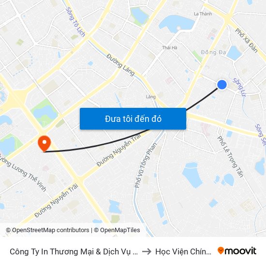 Số 10 Chùa Bộc - Học Viện Ngân Hàng to Học Viện Chính Trị Khu Vực I map