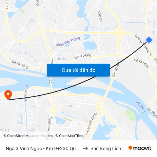 Ngã 3 Vĩnh Ngọc - Km 9+230 Quốc Lộ 3 to Sân Bóng Liên Mạc map