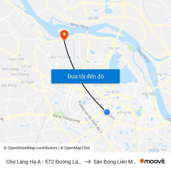 Chợ Láng Hạ A - 572 Đường Láng to Sân Bóng Liên Mạc map