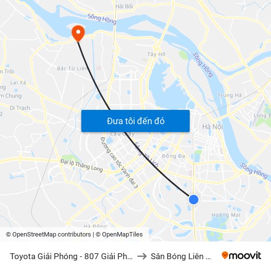 Toyota Giải Phóng - 807 Giải Phóng to Sân Bóng Liên Mạc map