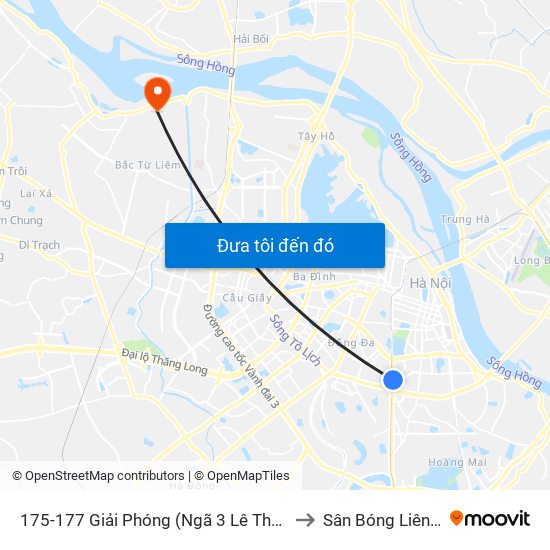 175-177 Giải Phóng (Ngã 3 Lê Thanh Nghị) to Sân Bóng Liên Mạc map