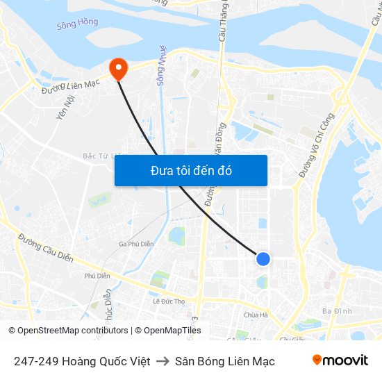 247-249 Hoàng Quốc Việt to Sân Bóng Liên Mạc map