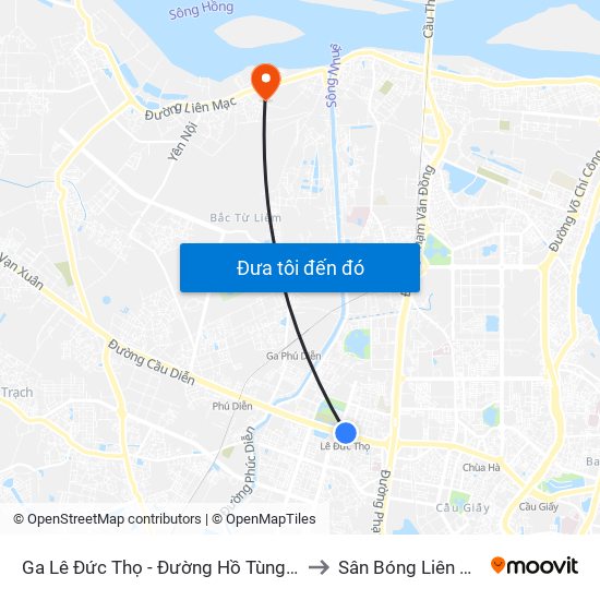 Ga Lê Đức Thọ - Đường Hồ Tùng Mậu to Sân Bóng Liên Mạc map