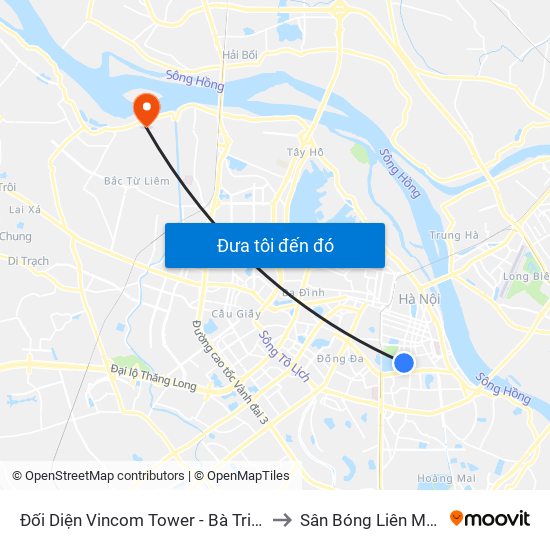 Đối Diện Vincom Tower - Bà Triệu to Sân Bóng Liên Mạc map