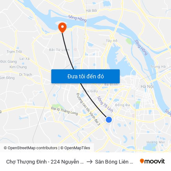 Chợ Thượng Đình - 224 Nguyễn Trãi to Sân Bóng Liên Mạc map