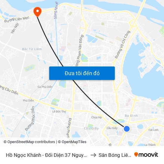 Hồ Ngọc Khánh - Đối Diện 37 Nguyễn Chí Thanh to Sân Bóng Liên Mạc map