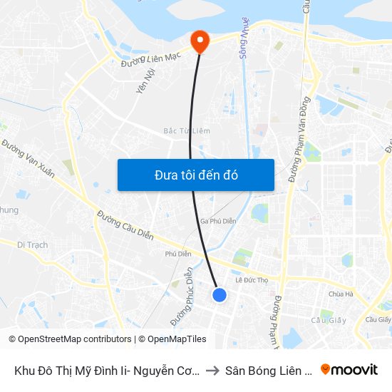 Khu Đô Thị Mỹ Đình Ii- Nguyễn Cơ Thạch to Sân Bóng Liên Mạc map