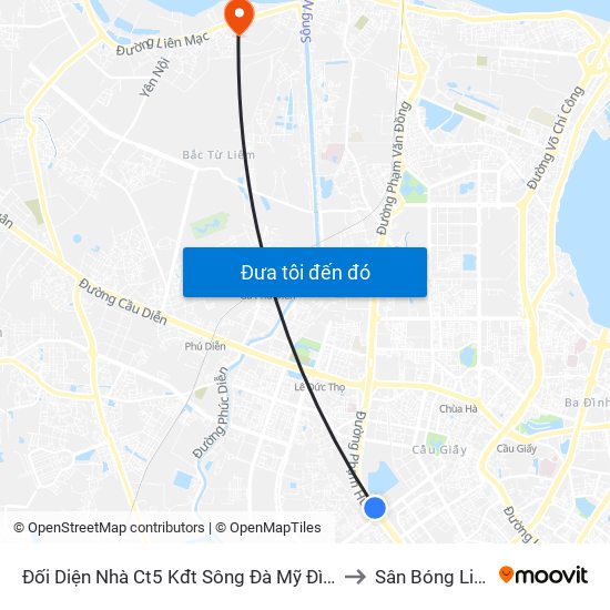 Đối Diện Nhà Ct5 Kđt Sông Đà Mỹ Đình - Phạm Hùng to Sân Bóng Liên Mạc map