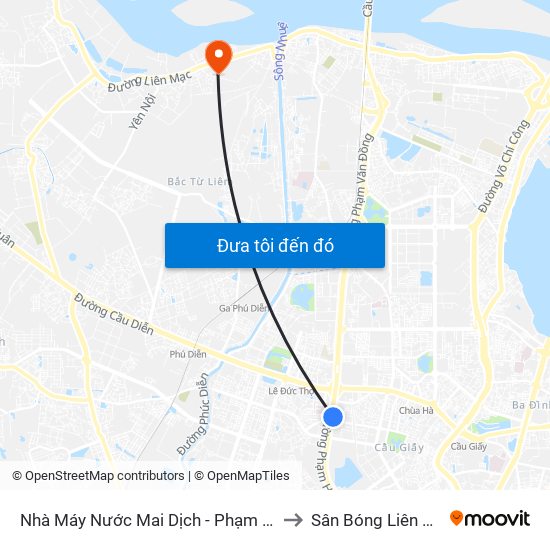 Đối Diện Bệnh Viện Đa Khoa Y Học Cổ Truyền - Phạm Hùng to Sân Bóng Liên Mạc map