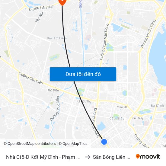 Nhà Ct5-D Kđt Mỹ Đình - Phạm Hùng to Sân Bóng Liên Mạc map