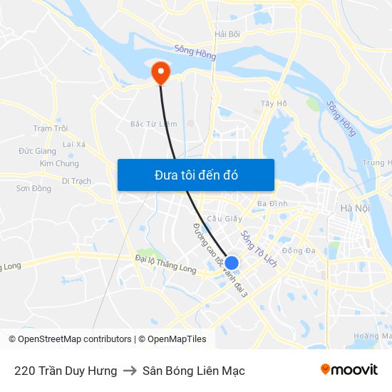 220 Trần Duy Hưng to Sân Bóng Liên Mạc map