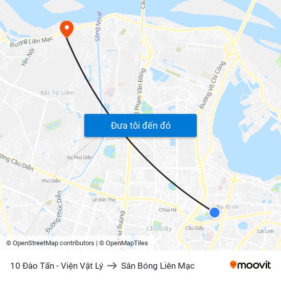 10 Đào Tấn - Viện Vật Lý to Sân Bóng Liên Mạc map