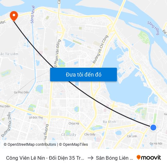 Công Viên Lê Nin - Đối Diện 35 Trần Phú to Sân Bóng Liên Mạc map