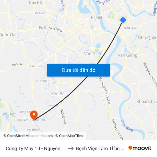 Công Ty May 10 - Nguyễn Văn Linh to Bệnh Viện Tâm Thần Mỹ Đức map