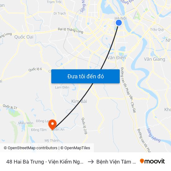 48 Hai Bà Trưng - Viện Kiểm Nghiệm Thuốc Trung Ương to Bệnh Viện Tâm Thần Mỹ Đức map